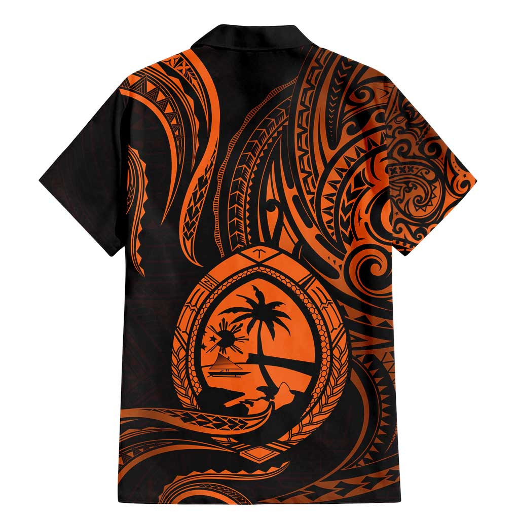 Polynesian Guam Coat of Arms Family Matching Mermaid Dress and Hawaiian Shirt Polynesian Tribal Tattoo Orange Version LT9 - Polynesian Pride