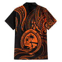 Polynesian Guam Coat of Arms Family Matching Tank Maxi Dress and Hawaiian Shirt Polynesian Tribal Tattoo Orange Version LT9 - Polynesian Pride