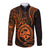 Polynesian Pride Guam Long Sleeve Button Shirt With Polynesian Tribal Tattoo and Coat of Arms Orange Version LT9 Unisex Orange - Polynesian Pride