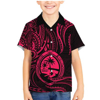 Polynesian Guam Coat of Arms Family Matching Mermaid Dress and Hawaiian Shirt Polynesian Tribal Tattoo Pink Version