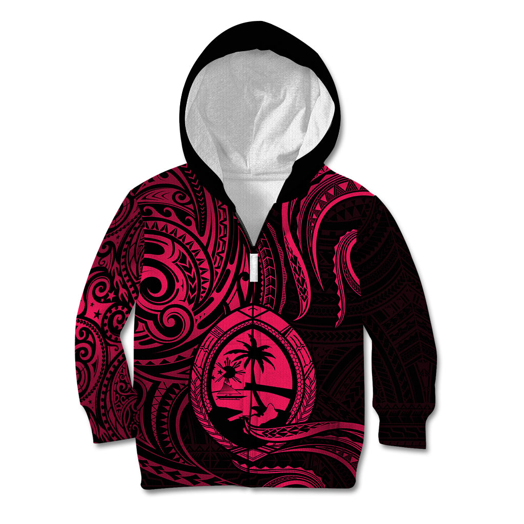 Polynesian Pride Guam Kid Hoodie With Polynesian Tribal Tattoo and Coat of Arms Pink Version LT9 - Polynesian Pride