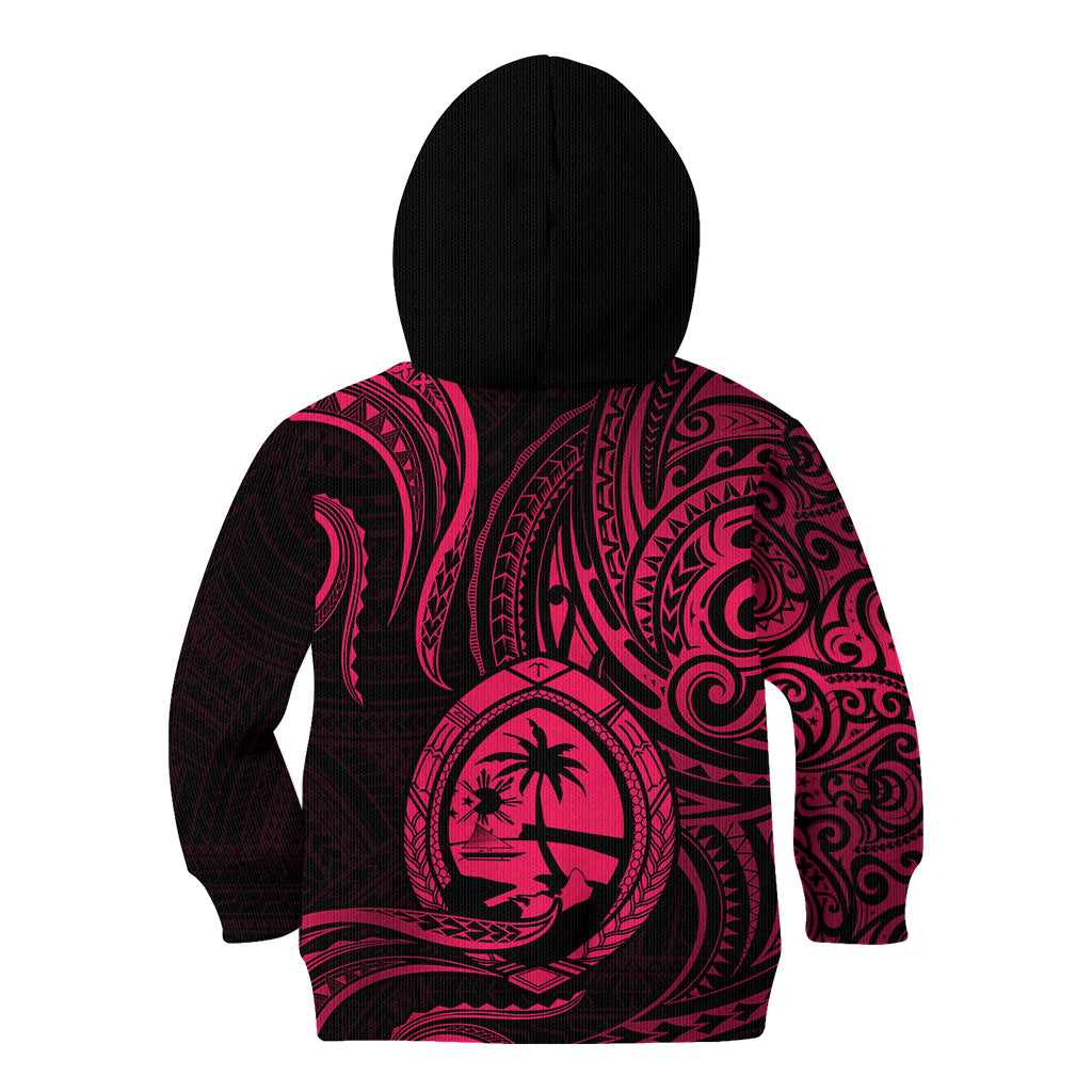Polynesian Pride Guam Kid Hoodie With Polynesian Tribal Tattoo and Coat of Arms Pink Version LT9 Zip Hoodie Pink - Polynesian Pride