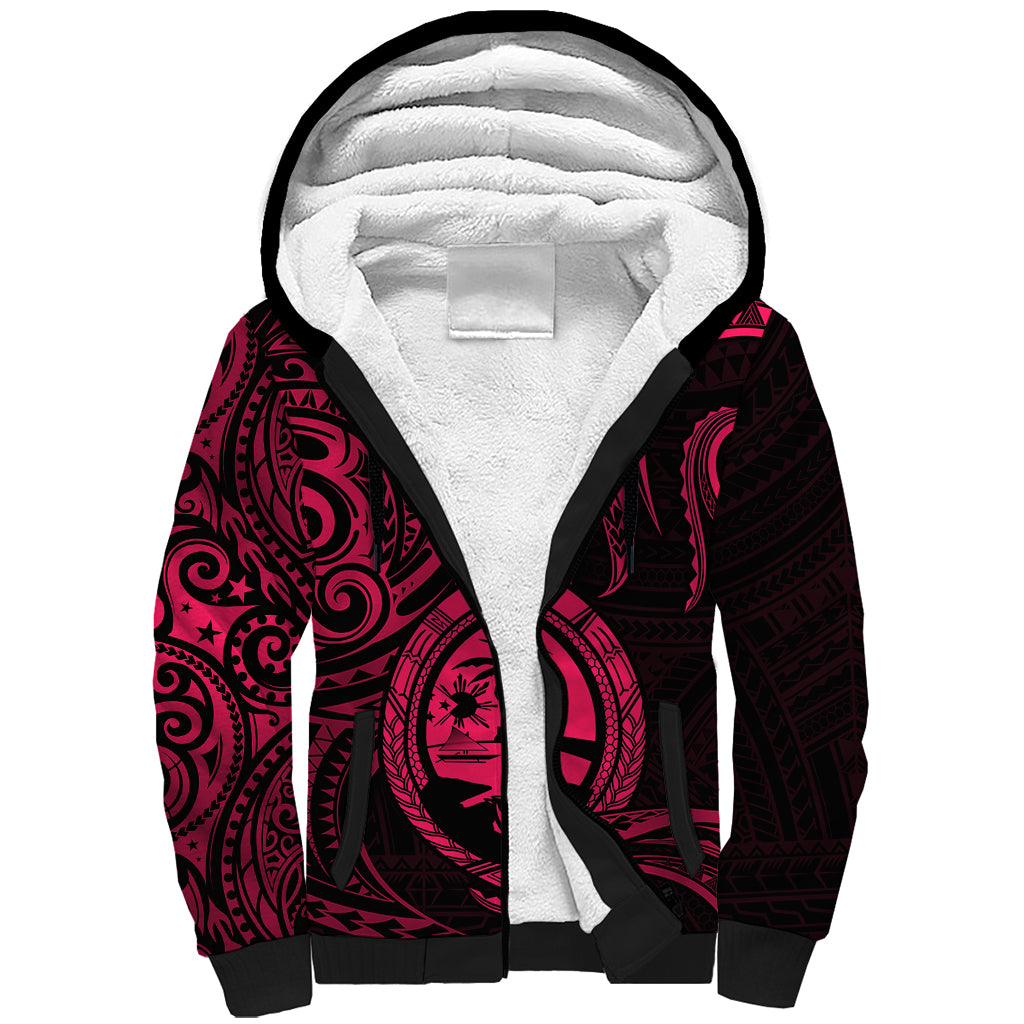 Polynesian Pride Guam Sherpa Hoodie With Polynesian Tribal Tattoo and Coat of Arms Pink Version LT9 Unisex Pink - Polynesian Pride