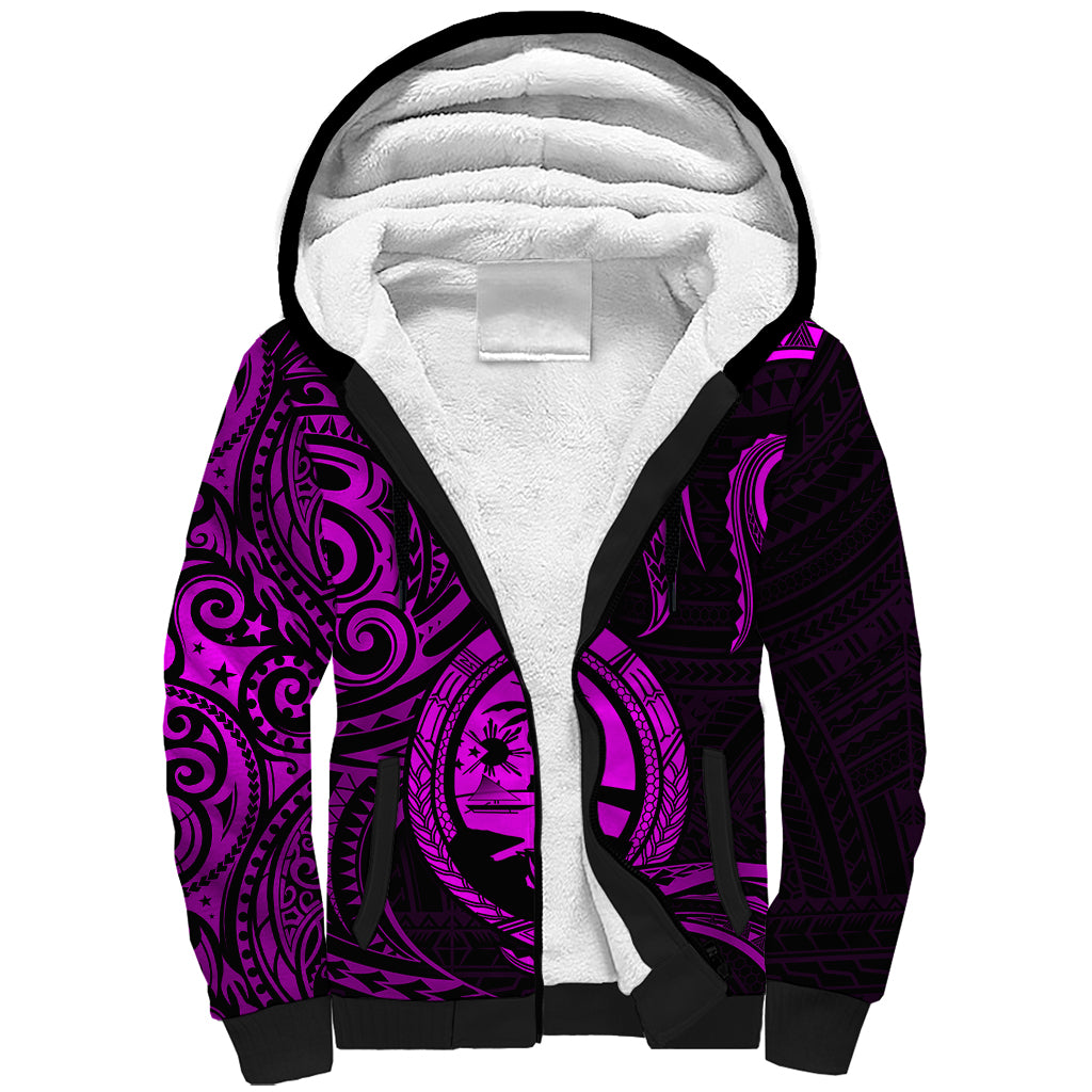 Polynesian Pride Guam Sherpa Hoodie With Polynesian Tribal Tattoo and Coat of Arms Purple Version LT9 Unisex Purple - Polynesian Pride
