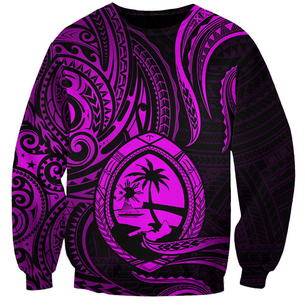 Polynesian Pride Guam Sweatshirt With Polynesian Tribal Tattoo and Coat of Arms Purple Version LT9 Unisex Purple - Polynesian Pride