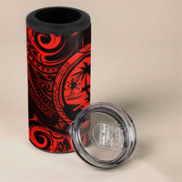 Polynesian Guam Coat of Arms 4 in 1 Can Cooler Tumbler Polynesian Tribal Tattoo Red Version