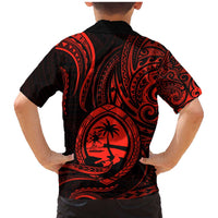 Polynesian Guam Coat of Arms Family Matching Mermaid Dress and Hawaiian Shirt Polynesian Tribal Tattoo Red Version LT9 - Polynesian Pride