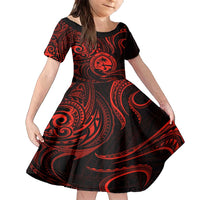 Polynesian Guam Coat of Arms Family Matching Tank Maxi Dress and Hawaiian Shirt Polynesian Tribal Tattoo Red Version LT9 Daughter's Dress Red - Polynesian Pride