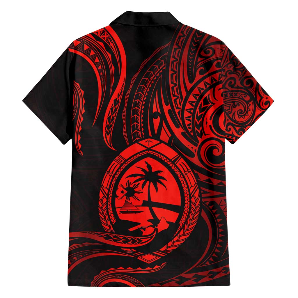 Polynesian Guam Coat of Arms Family Matching Tank Maxi Dress and Hawaiian Shirt Polynesian Tribal Tattoo Red Version LT9 - Polynesian Pride