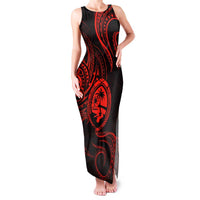 Polynesian Guam Coat of Arms Family Matching Tank Maxi Dress and Hawaiian Shirt Polynesian Tribal Tattoo Red Version LT9 Mom's Dress Red - Polynesian Pride