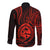 Polynesian Pride Guam Long Sleeve Button Shirt With Polynesian Tribal Tattoo and Coat of Arms Red Version LT9 - Polynesian Pride