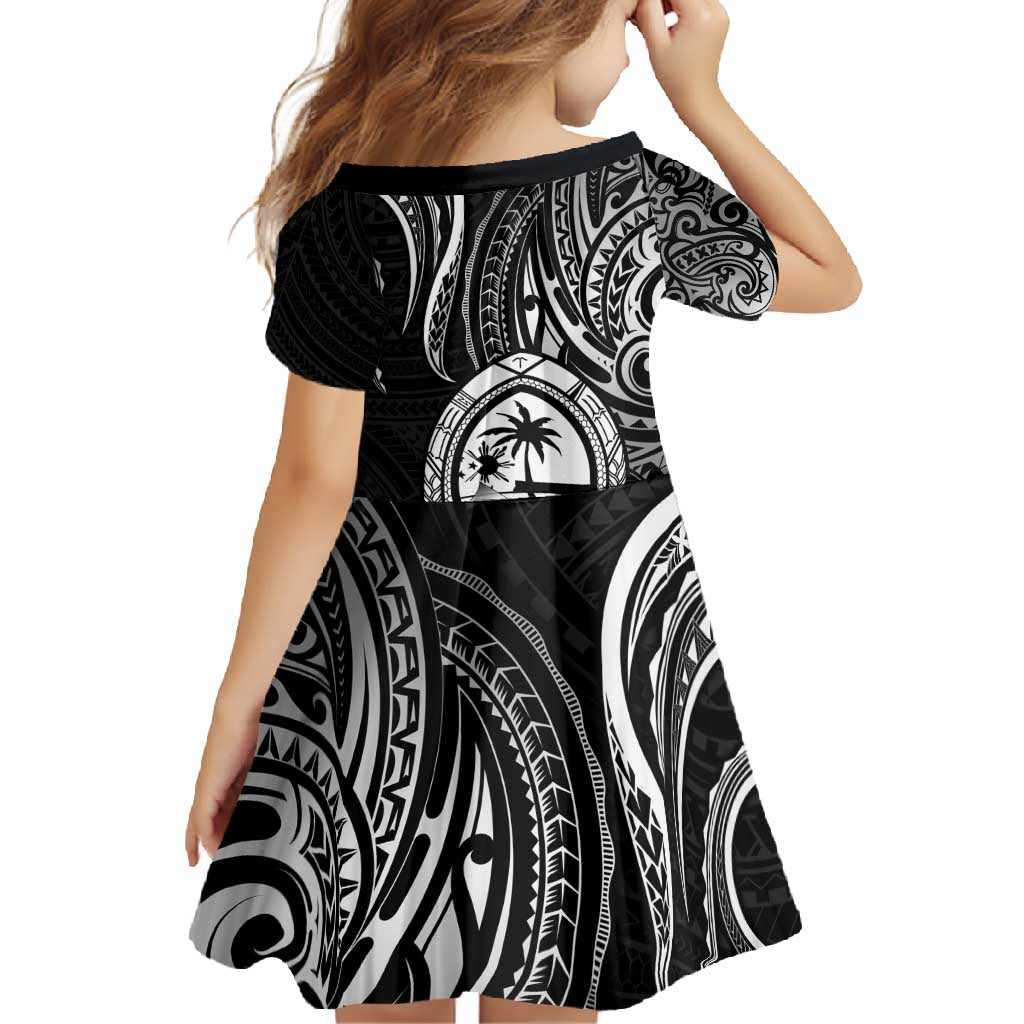 Polynesian Guam Coat of Arms Family Matching Long Sleeve Bodycon Dress and Hawaiian Shirt Polynesian Tribal Tattoo Black Version LT9 - Polynesian Pride