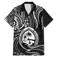 Polynesian Guam Coat of Arms Family Matching Mermaid Dress and Hawaiian Shirt Polynesian Tribal Tattoo Black Version LT9 Dad's Shirt - Short Sleeve Black - Polynesian Pride