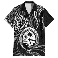 Polynesian Guam Coat of Arms Family Matching Tank Maxi Dress and Hawaiian Shirt Polynesian Tribal Tattoo Black Version LT9 Dad's Shirt - Short Sleeve Black - Polynesian Pride