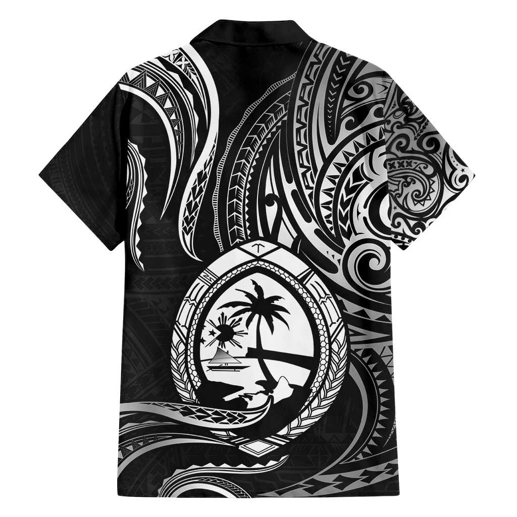 Polynesian Guam Coat of Arms Family Matching Tank Maxi Dress and Hawaiian Shirt Polynesian Tribal Tattoo Black Version LT9 - Polynesian Pride
