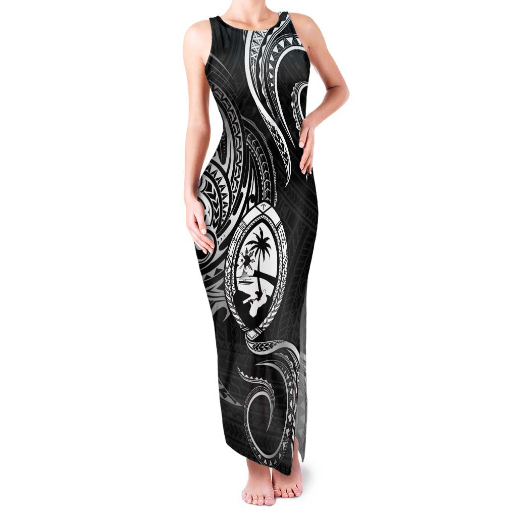 Polynesian Guam Coat of Arms Family Matching Tank Maxi Dress and Hawaiian Shirt Polynesian Tribal Tattoo Black Version LT9 Mom's Dress Black - Polynesian Pride