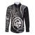 Polynesian Pride Guam Long Sleeve Button Shirt With Polynesian Tribal Tattoo and Coat of Arms Black Version LT9 Unisex Black - Polynesian Pride