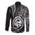 Polynesian Pride Guam Long Sleeve Button Shirt With Polynesian Tribal Tattoo and Coat of Arms Black Version LT9 - Polynesian Pride