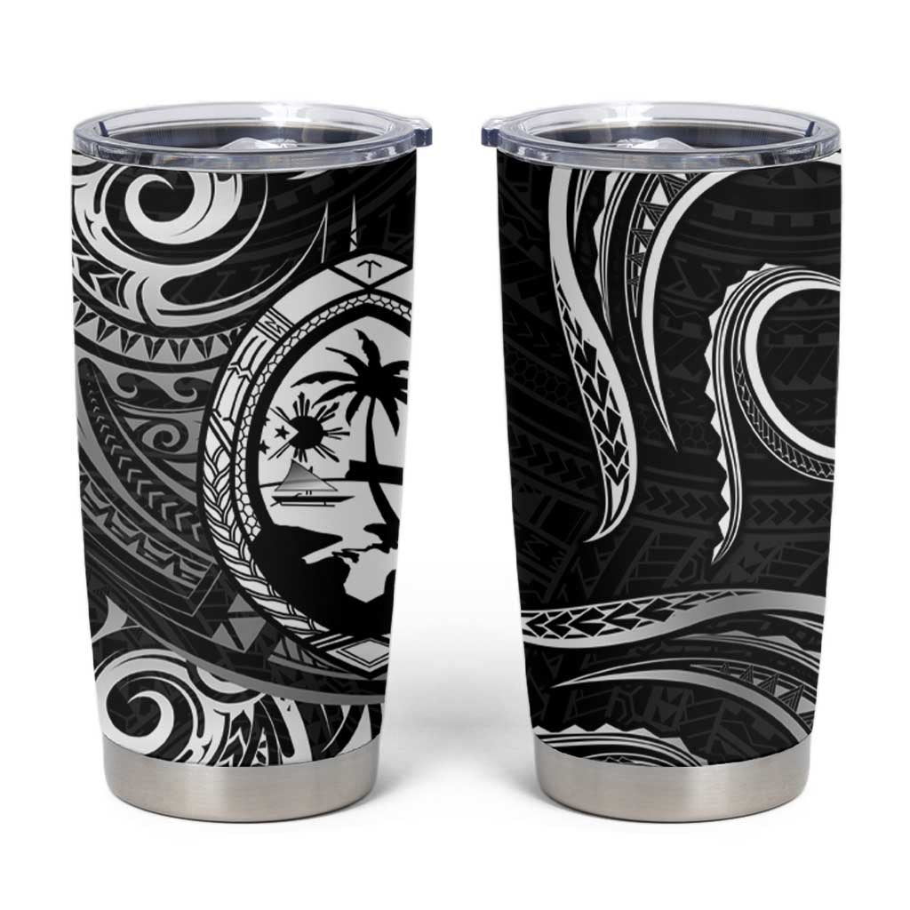 Polynesian Guam Coat of Arms Tumbler Cup Polynesian Tribal Tattoo Black Version