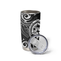 Polynesian Guam Coat of Arms Tumbler Cup Polynesian Tribal Tattoo Black Version