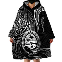 Polynesian Pride Guam Wearable Blanket Hoodie With Polynesian Tribal Tattoo and Coat of Arms Black Version LT9 - Polynesian Pride