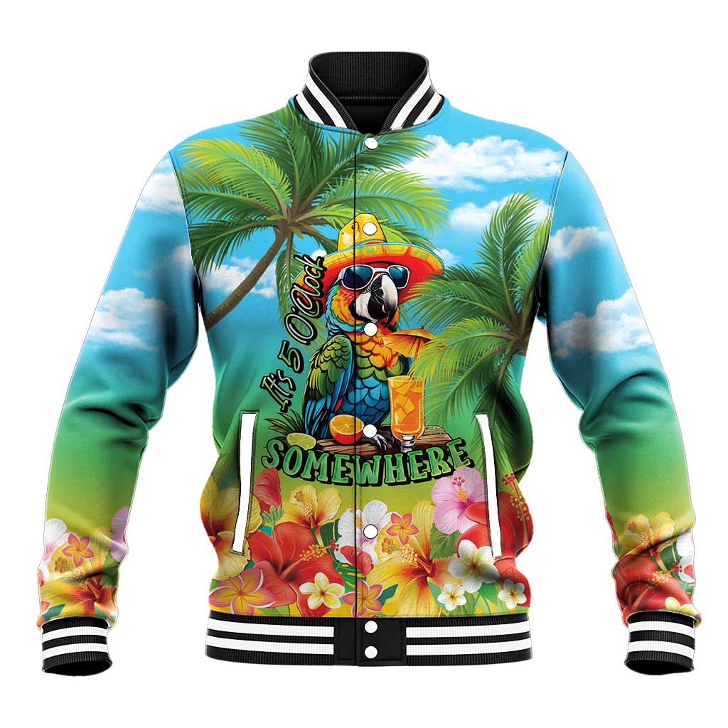 Always 5 O'clock Baseball Jacket Hawaiian Tropical Parrot - Polynesian Pride