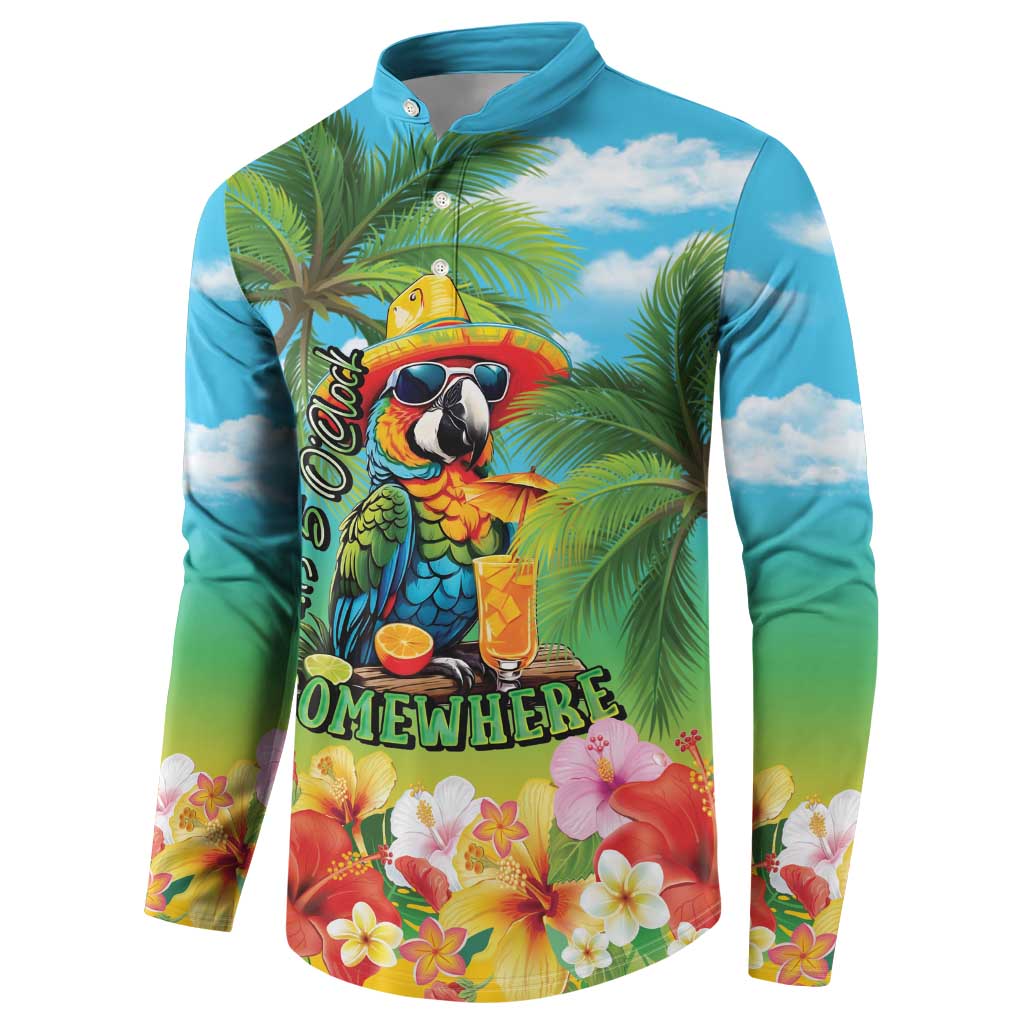 Always 5 O'clock Button Sweatshirt Hawaiian Tropical Parrot - Polynesian Pride
