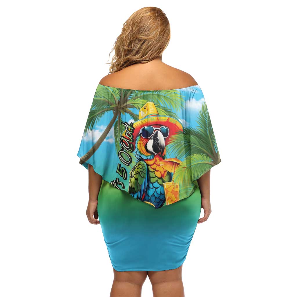 Always 5 O'clock Family Matching Off Shoulder Short Dress and Hawaiian Shirt Hawaiian Tropical Parrot - Polynesian Pride