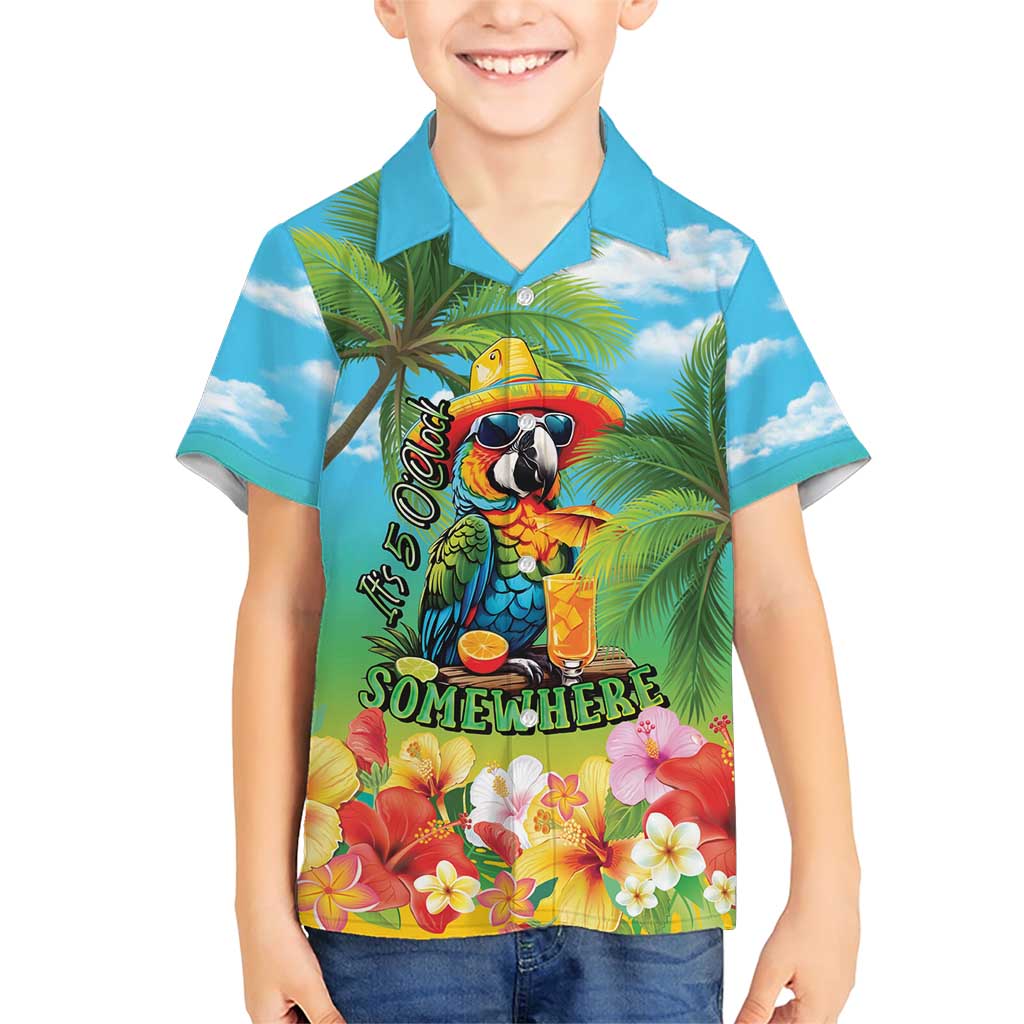 Always 5 O'clock Family Matching Short Sleeve Bodycon Dress and Hawaiian Shirt Hawaiian Tropical Parrot - Polynesian Pride