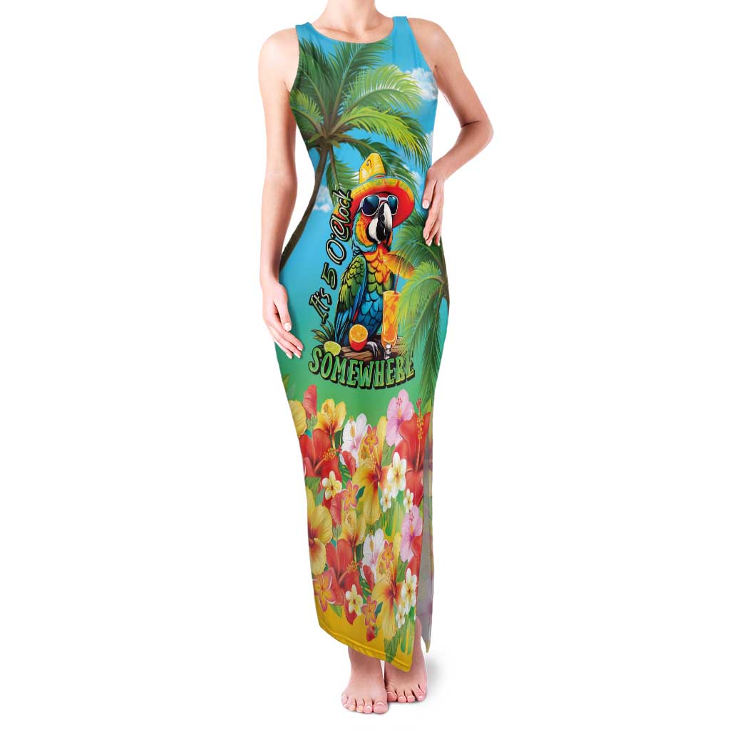 Always 5 O'clock Family Matching Tank Maxi Dress and Hawaiian Shirt Hawaiian Tropical Parrot - Polynesian Pride