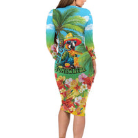 Always 5 O'clock Long Sleeve Bodycon Dress Hawaiian Tropical Parrot - Polynesian Pride