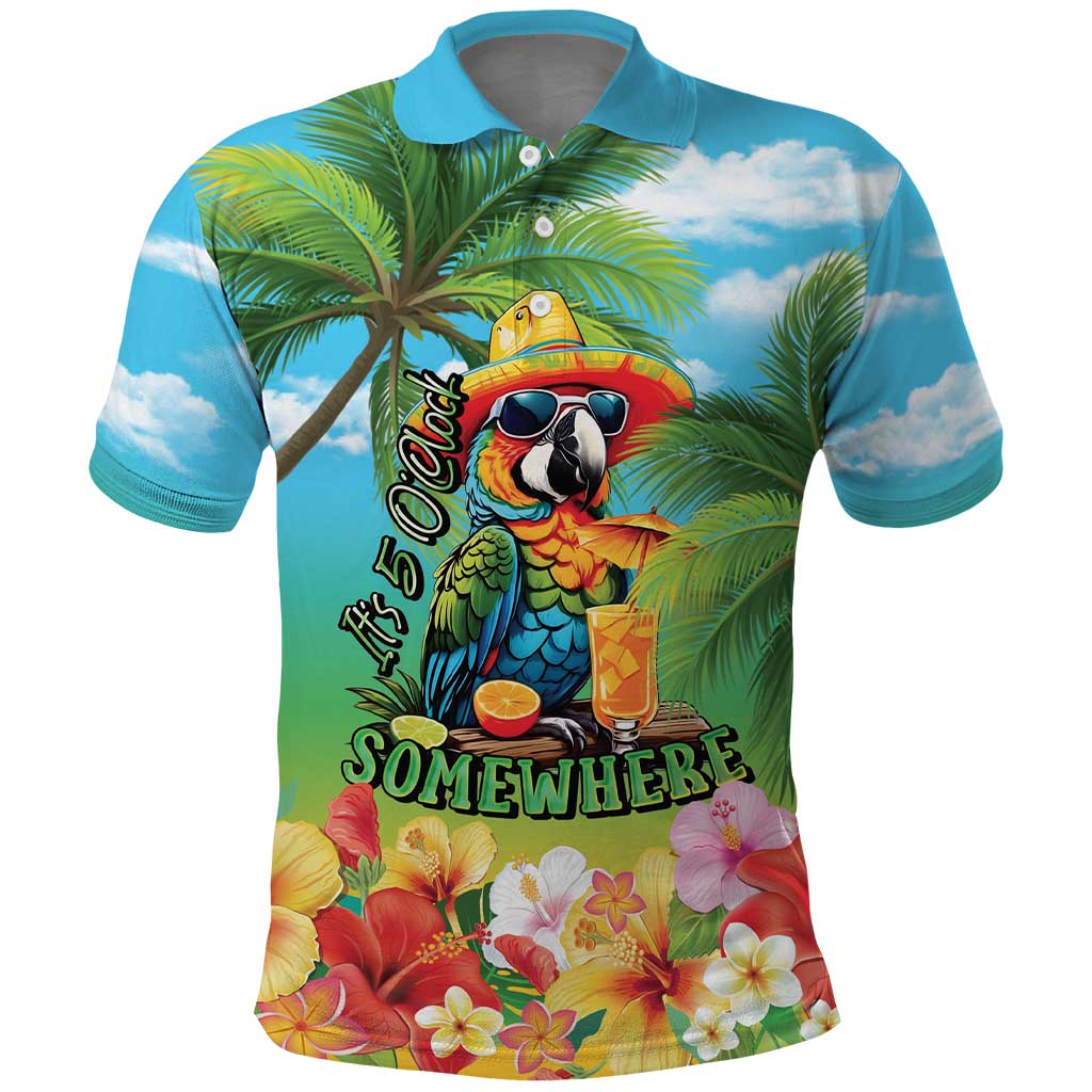 Always 5 O'clock Polo Shirt Hawaiian Tropical Parrot - Polynesian Pride