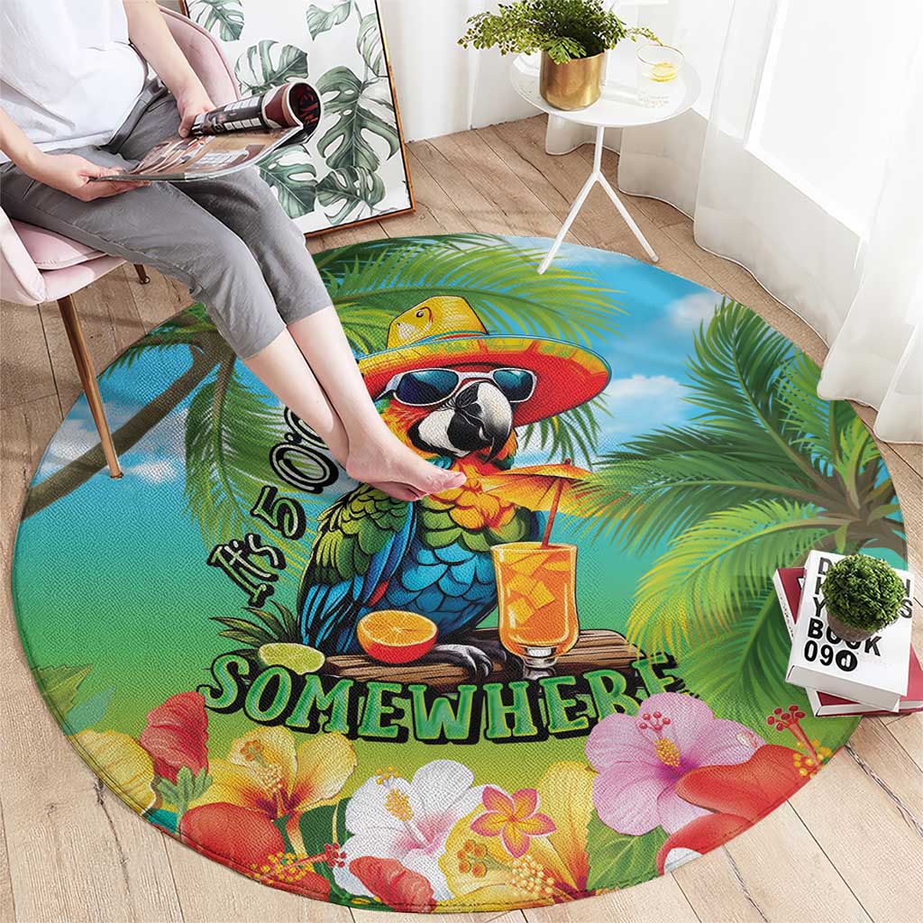 Always 5 O'clock Round Carpet Hawaiian Tropical Parrot LT9 - Polynesian Pride