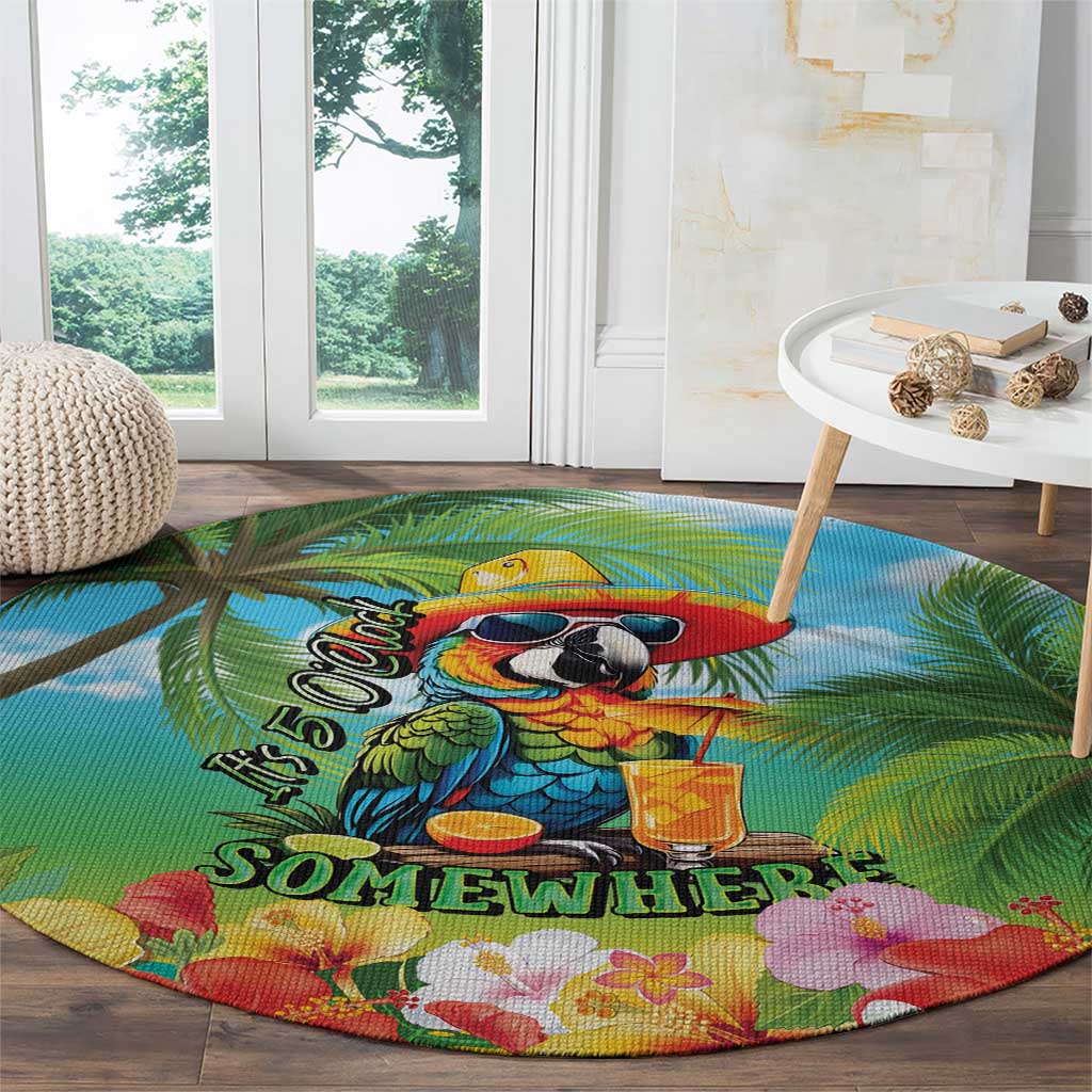 Always 5 O'clock Round Carpet Hawaiian Tropical Parrot LT9 - Polynesian Pride