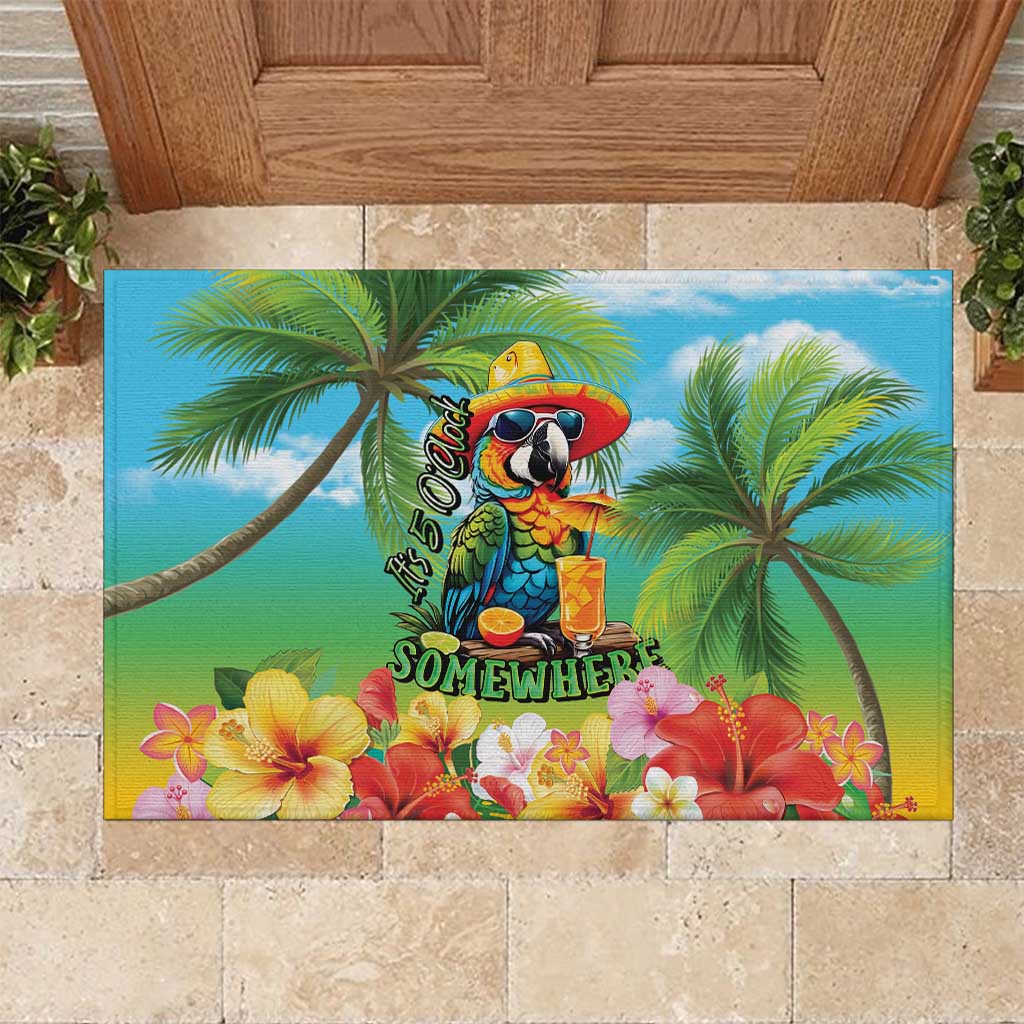 Always 5 O'clock Rubber Doormat Hawaiian Tropical Parrot - Polynesian Pride