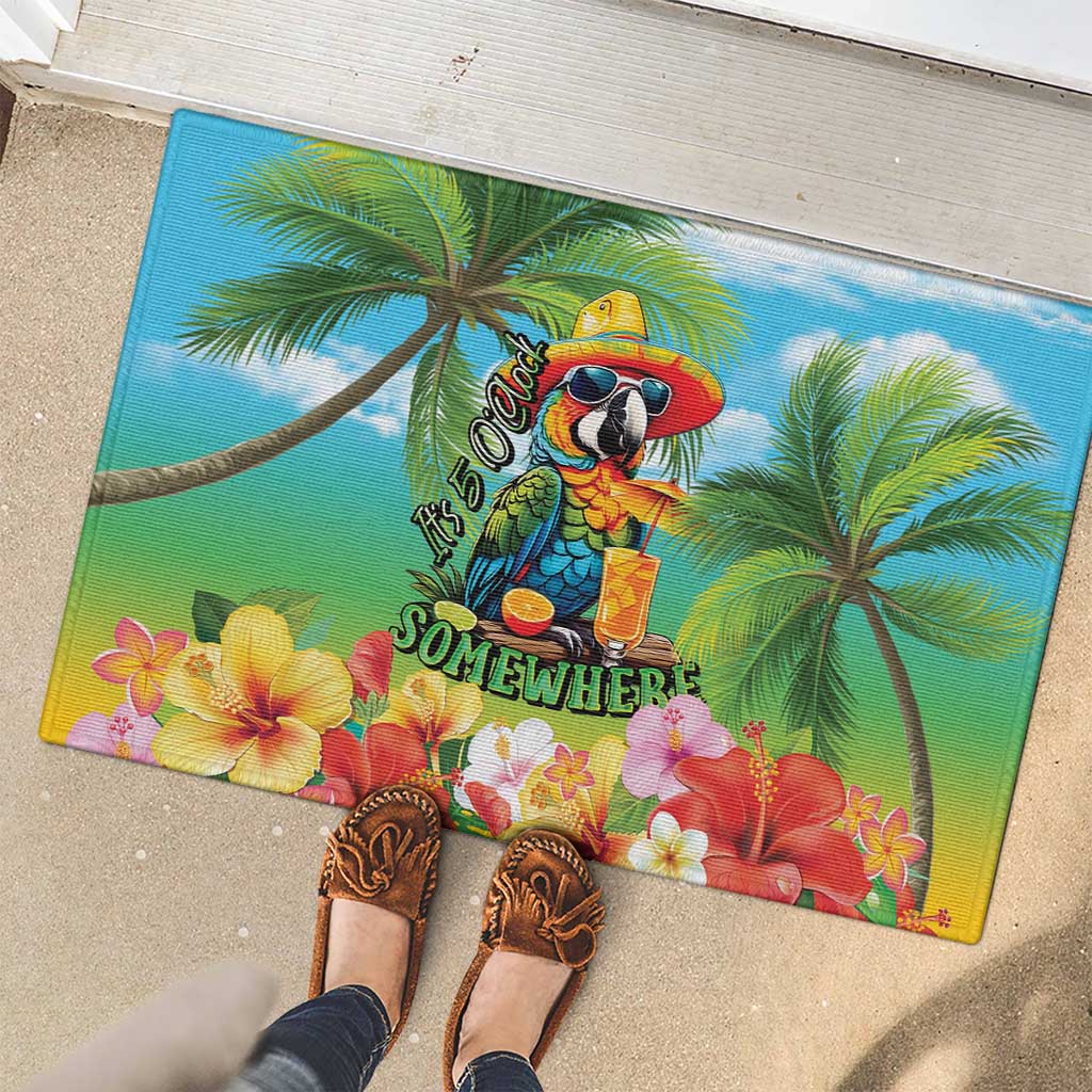 Always 5 O'clock Rubber Doormat Hawaiian Tropical Parrot - Polynesian Pride