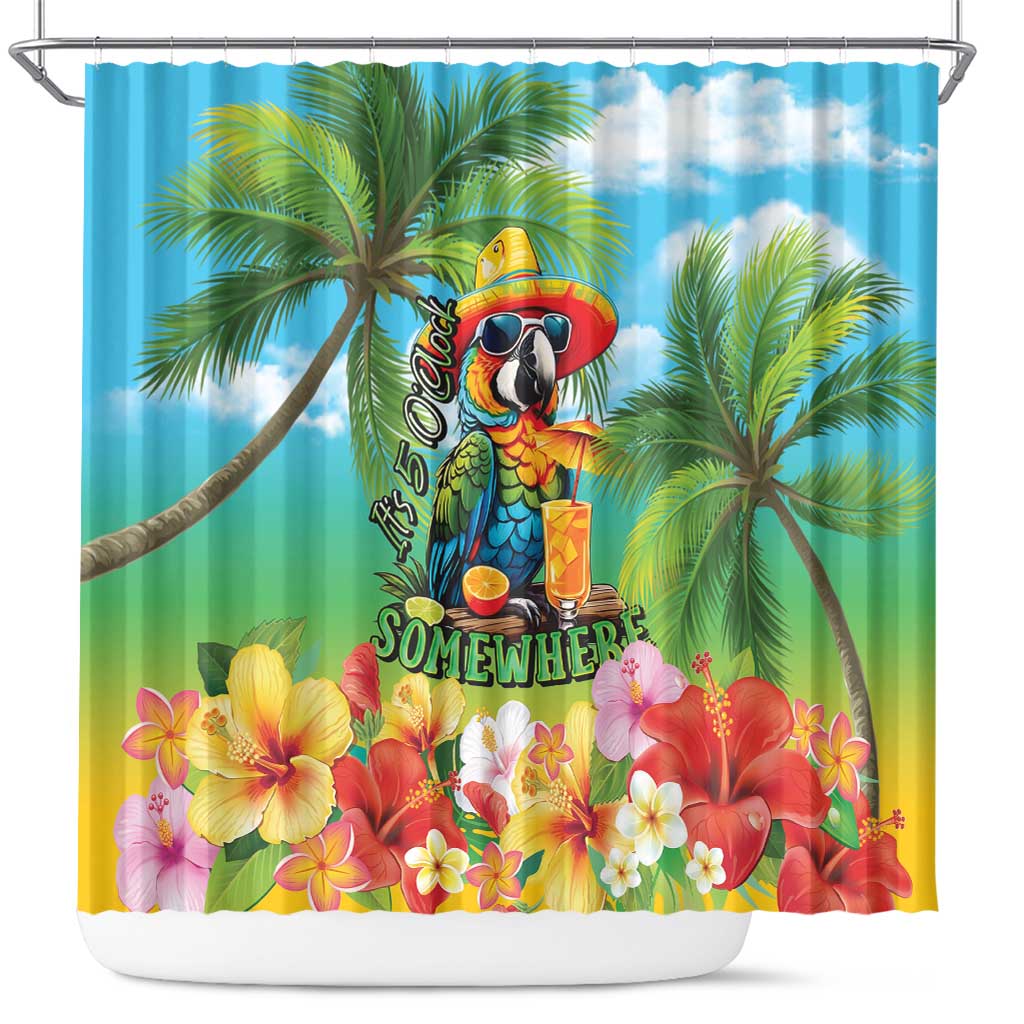 Always 5 O'clock Shower Curtain Hawaiian Tropical Parrot - Polynesian Pride