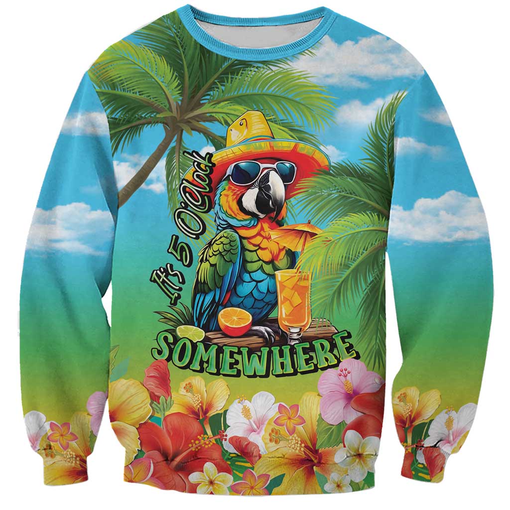 Always 5 O'clock Sweatshirt Hawaiian Tropical Parrot - Polynesian Pride
