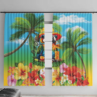 Always 5 O'clock Window Curtain Hawaiian Tropical Parrot LT9 With Hooks Blue - Polynesian Pride