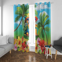 Always 5 O'clock Window Curtain Hawaiian Tropical Parrot LT9 With Grommets Blue - Polynesian Pride