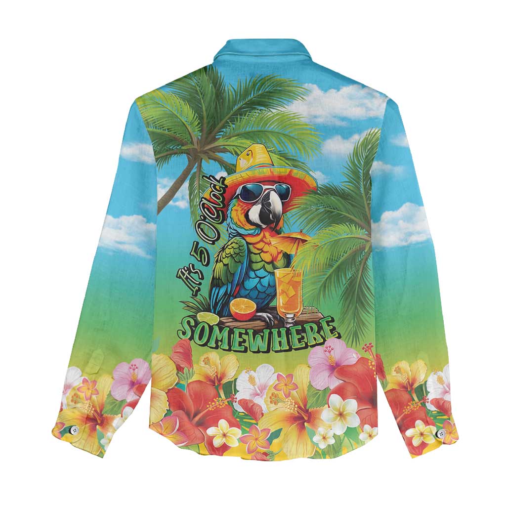Always 5 O'clock Women Casual Shirt Hawaiian Tropical Parrot - Polynesian Pride