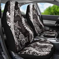 Hawaii Puakenikeni and Maile Lei Car Seat Cover Black Japanese Wave Style - Polynesian Pride