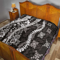 Hawaii Puakenikeni and Maile Lei Quilt Black Japanese Wave Style - Polynesian Pride