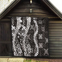 Hawaii Puakenikeni and Maile Lei Quilt Black Japanese Wave Style - Polynesian Pride