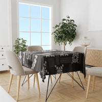 Hawaii Puakenikeni and Maile Lei Tablecloth Black Japanese Wave Style LT9 - Polynesian Pride