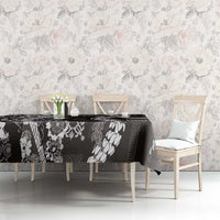 Hawaii Puakenikeni and Maile Lei Tablecloth Black Japanese Wave Style LT9 - Polynesian Pride