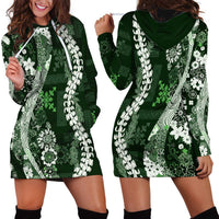 Hawaii Puakenikeni and Maile Lei Hoodie Dress Green Japanese Wave Style - Polynesian Pride