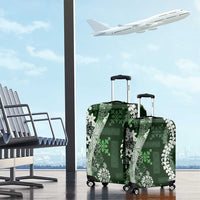 Hawaii Puakenikeni and Maile Lei Luggage Cover Green Japanese Wave Style - Polynesian Pride