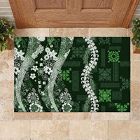 Hawaii Puakenikeni and Maile Lei Rubber Doormat Green Japanese Wave Style - Polynesian Pride