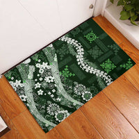 Hawaii Puakenikeni and Maile Lei Rubber Doormat Green Japanese Wave Style - Polynesian Pride